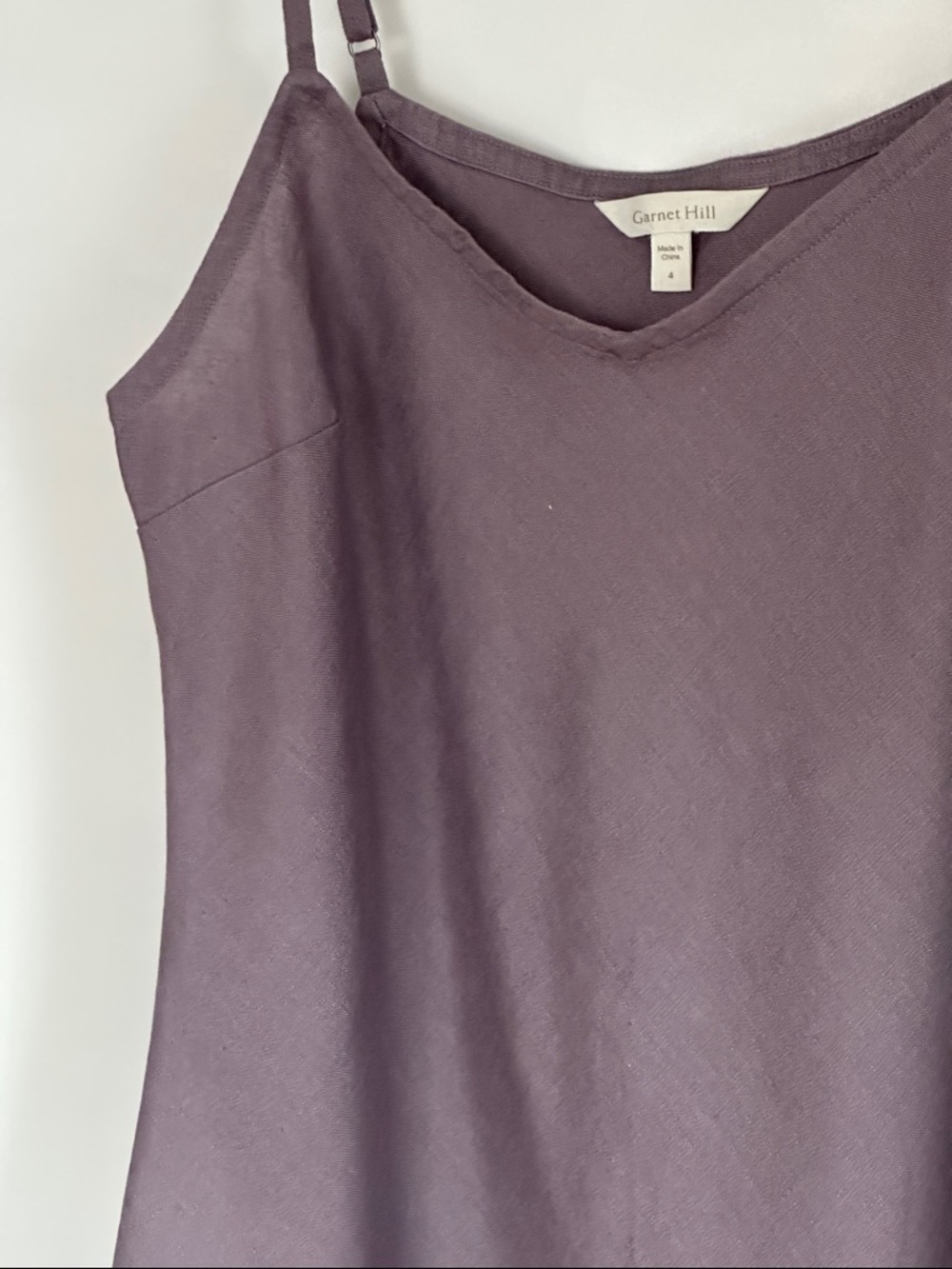 Garnet Hill Linen Lavender-Mauve Slip Midi Dress, purple linen summer dress - Picture 6 of 14
